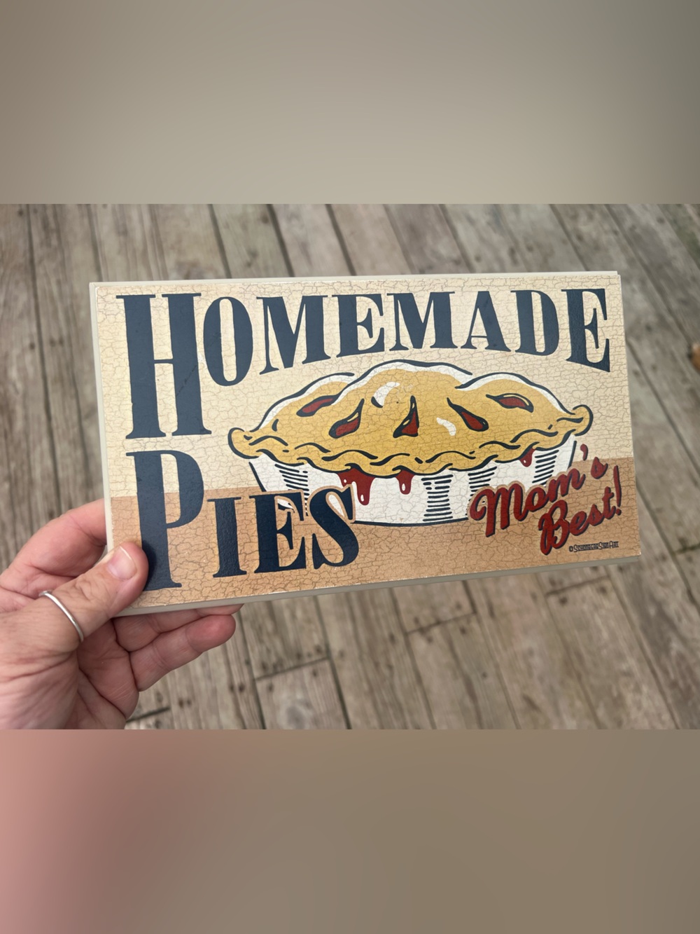Wall Plaque 'Homemade Pies' Kitchen Wall Plaque - Cream, Black, Red, Yellow